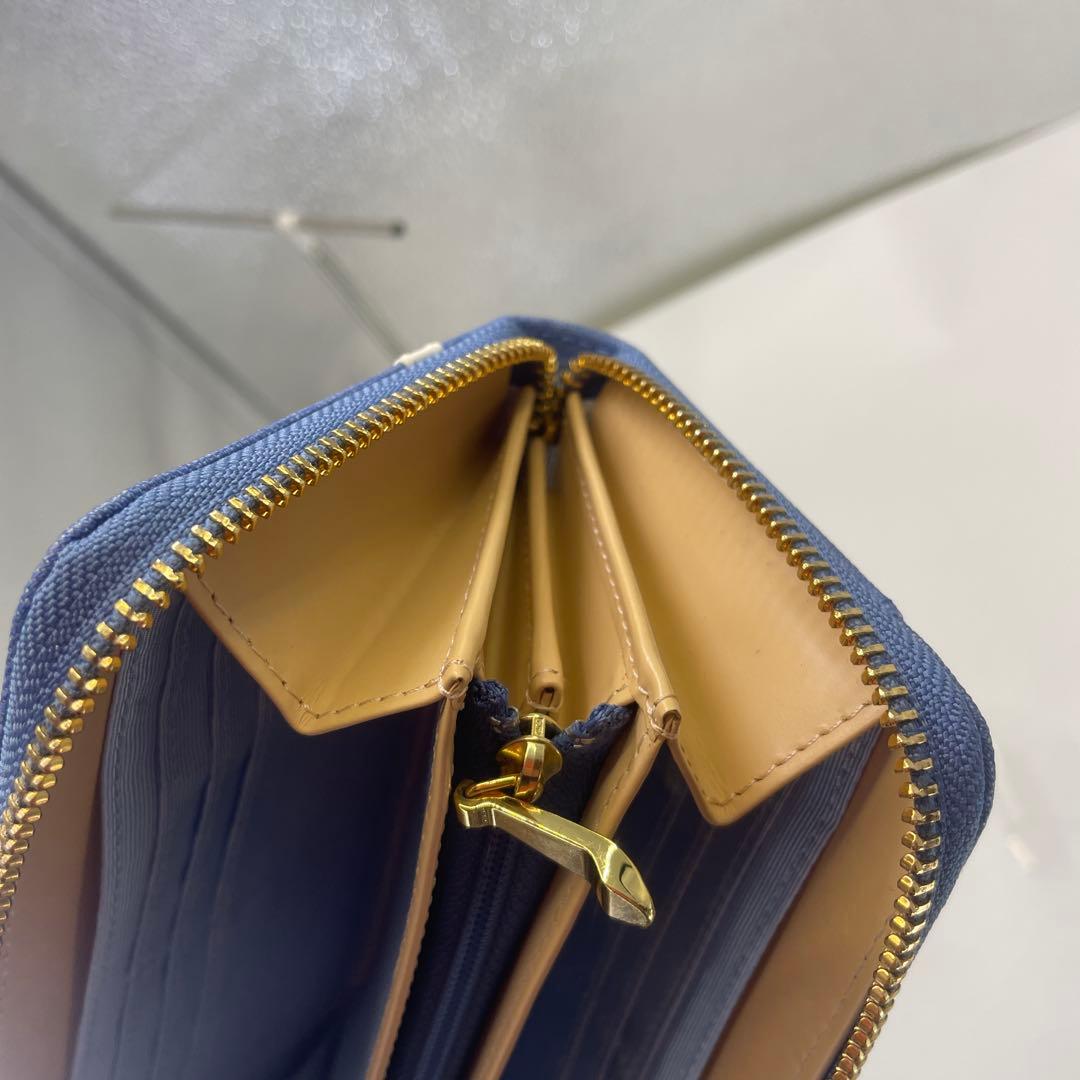 サマンサタバサプチチョイス　デニムバイカラーベルト ラウンドファスナー　長財布