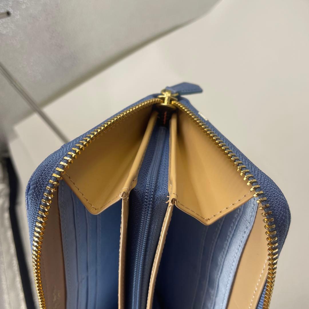 サマンサタバサプチチョイス　デニムバイカラーベルト ラウンドファスナー　長財布