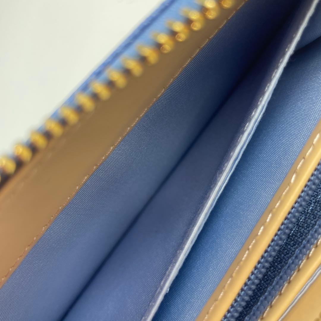 サマンサタバサプチチョイス　デニムバイカラーベルト ラウンドファスナー　長財布