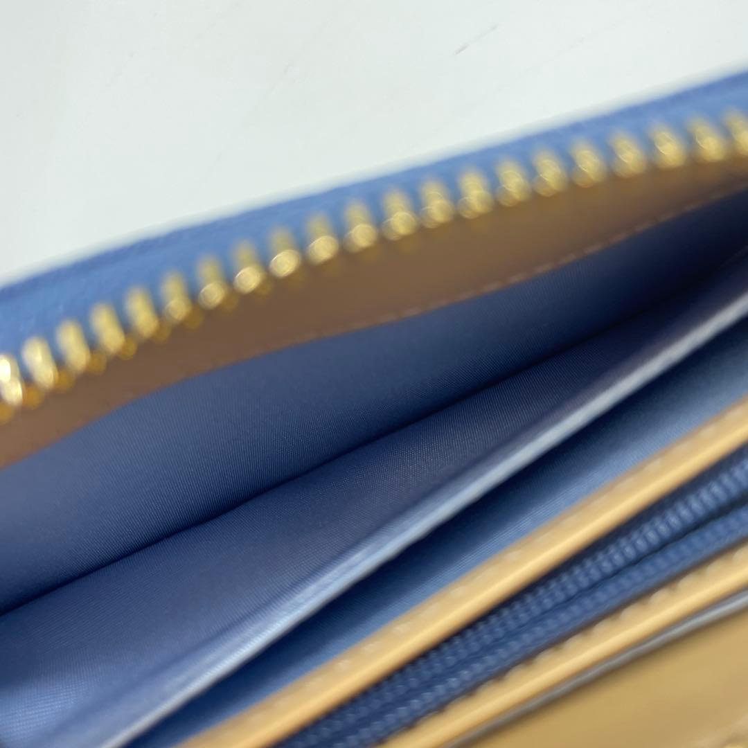 サマンサタバサプチチョイス　デニムバイカラーベルト ラウンドファスナー　長財布