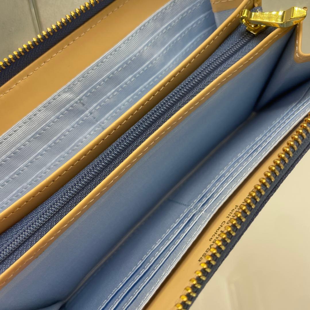 サマンサタバサプチチョイス　デニムバイカラーベルト ラウンドファスナー　長財布