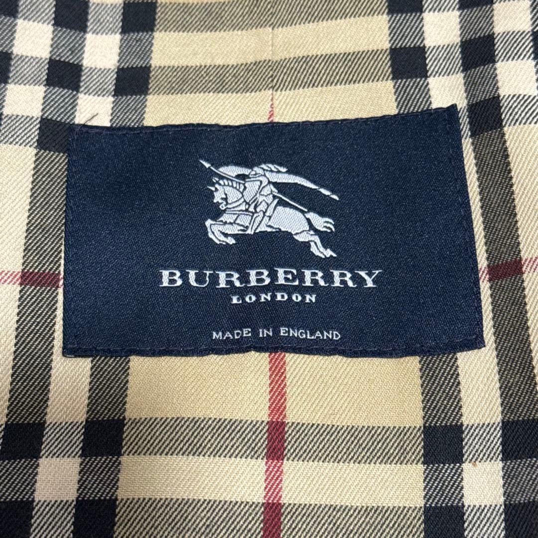 バーバリー ステンカラーコート ノバチェック裏地 ネイビー 紺 ロングコート L