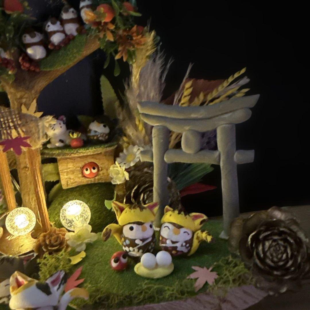 どんぐりアート♡お月見＆Halloweenねこ帽子BIGオブジェ♡