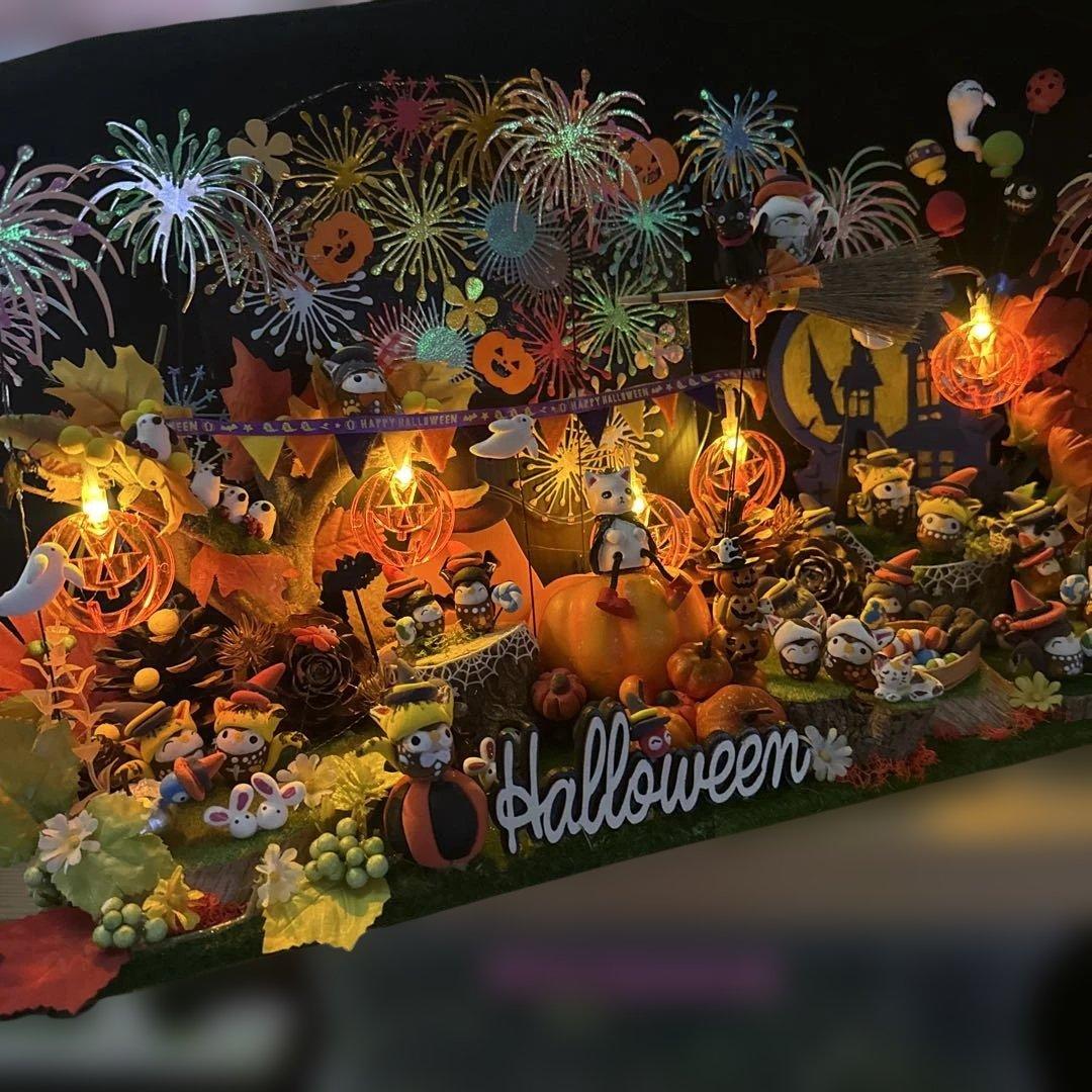 どんぐりアート♡お月見＆Halloweenねこ帽子BIGオブジェ♡