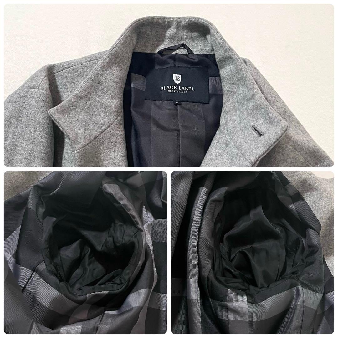 【美品】ブラックレーベルクレストブリッジ　スタンドカラー コート　チェック　LL
