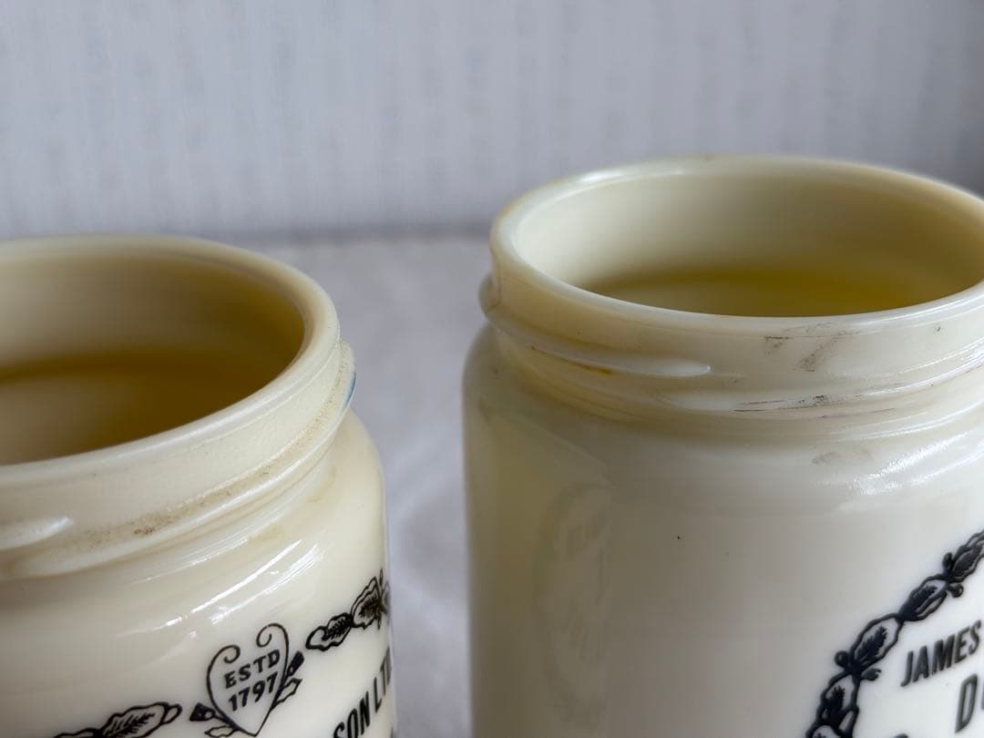 アンティーク　ダンディマーマレード ミルクガラス瓶2個セット(ばら売り不可)