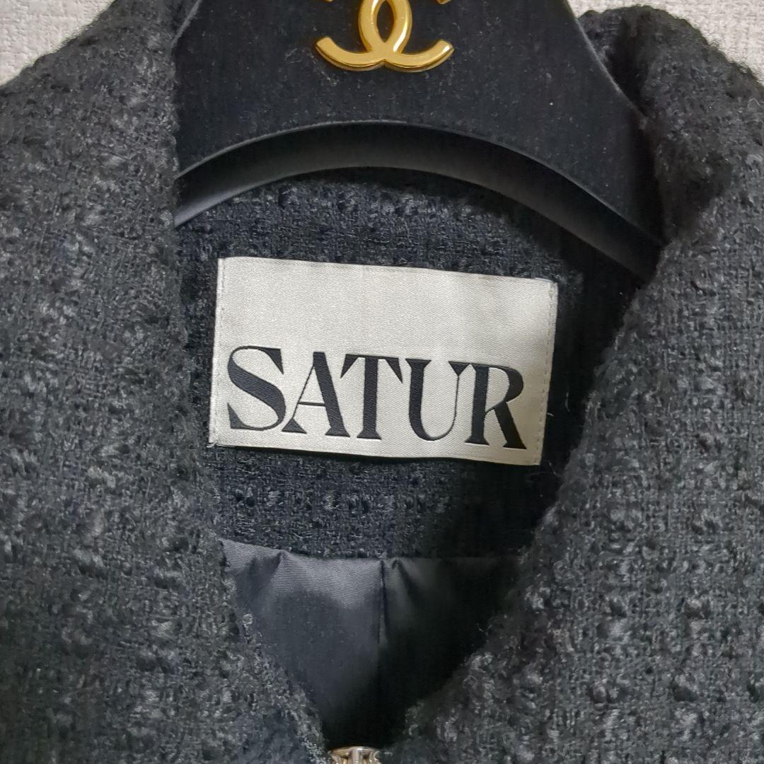 美品 SATUR アーヘン ウール ブレンド カラー ツイード ジャケット M