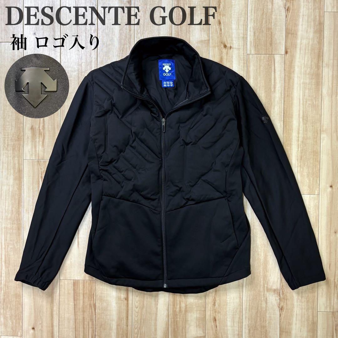 デサントゴルフ ダウンジャケット 袖ロゴ 黒 ブラック フリース L