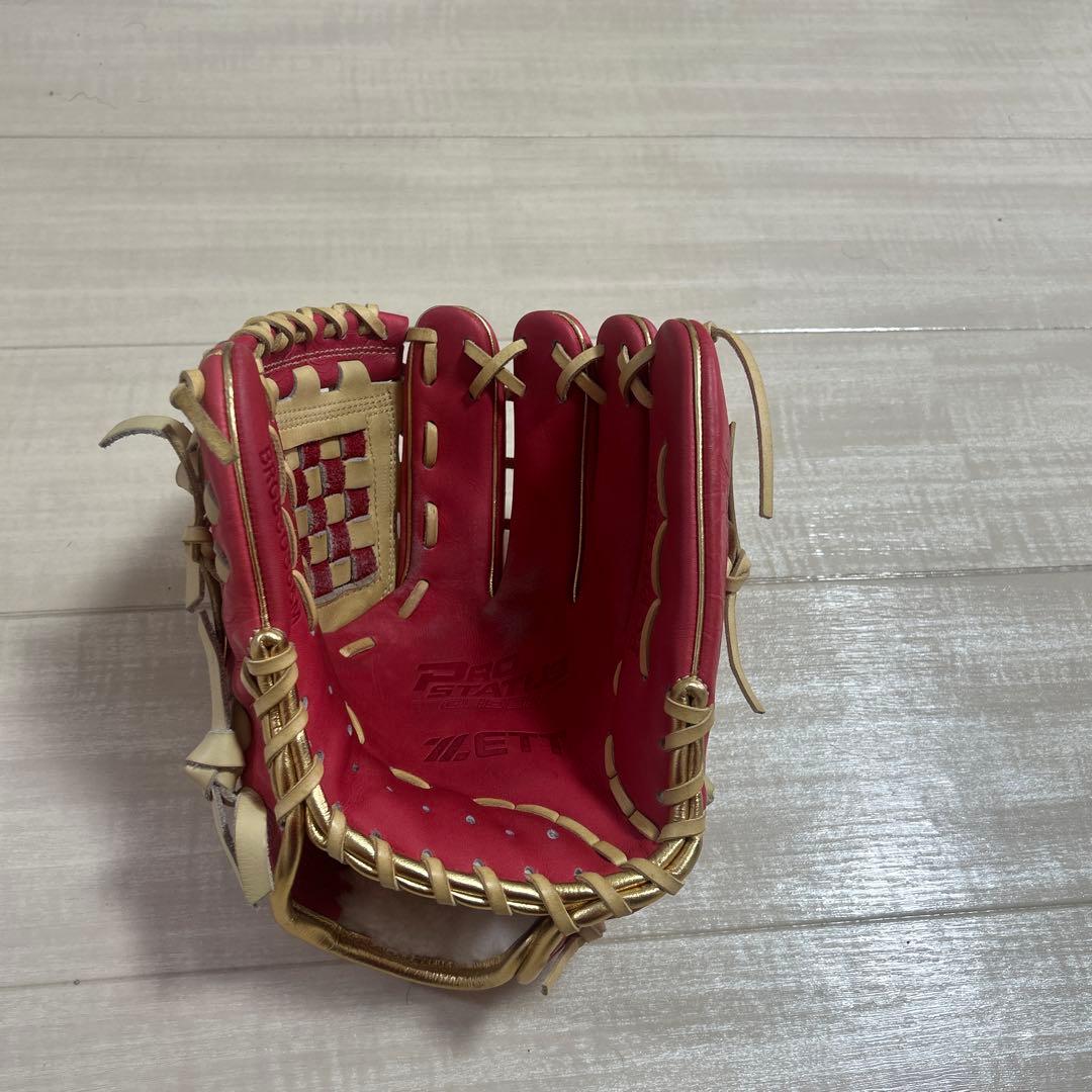 ZETT 野球グローブ レッド ウィーブデザイン