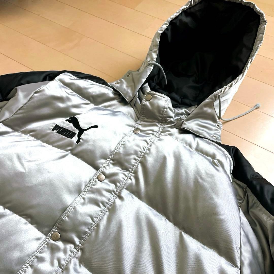 美品！PUMA ロングダウン ベンチコート シルバー プーマ 90's