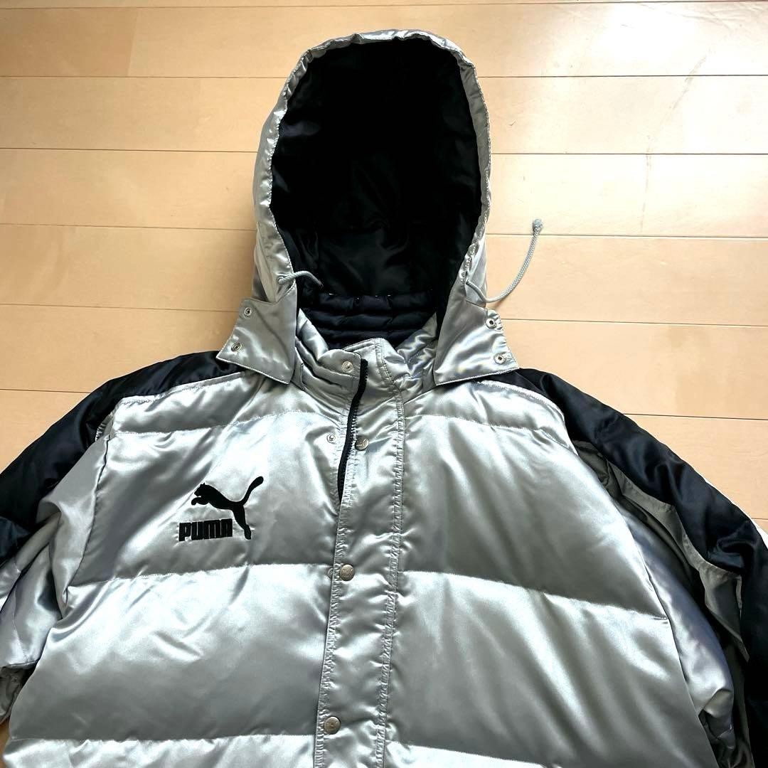 美品！PUMA ロングダウン ベンチコート シルバー プーマ 90's