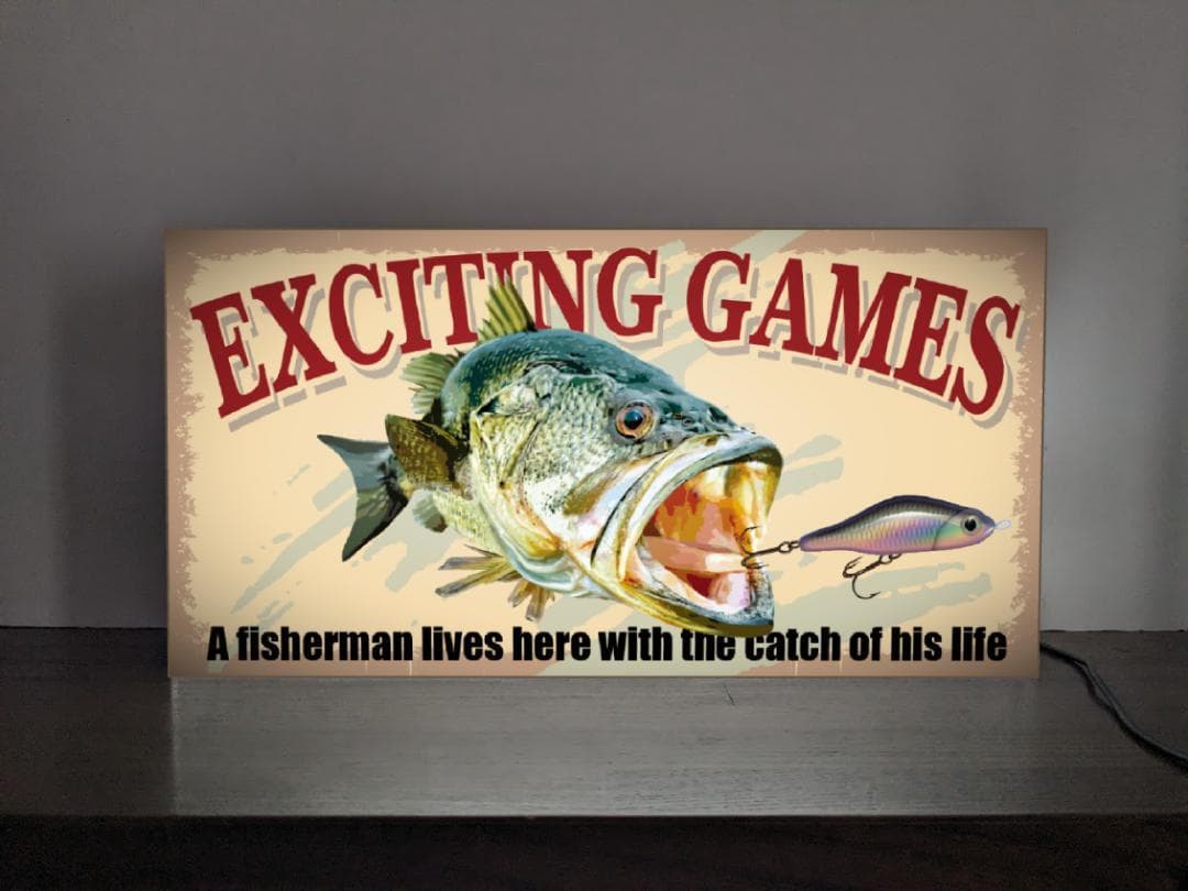 【Lサイズ】ブラックバス フィッシング 釣り 看板 置物 雑貨 ライトBOX