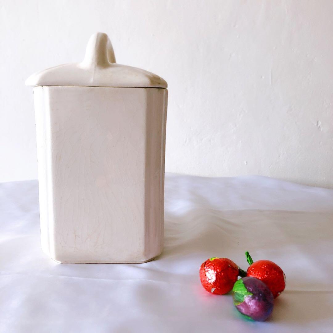 HBCM ベアン クレイユエモントロー バスク柄陶器キャニスタ アンティーク