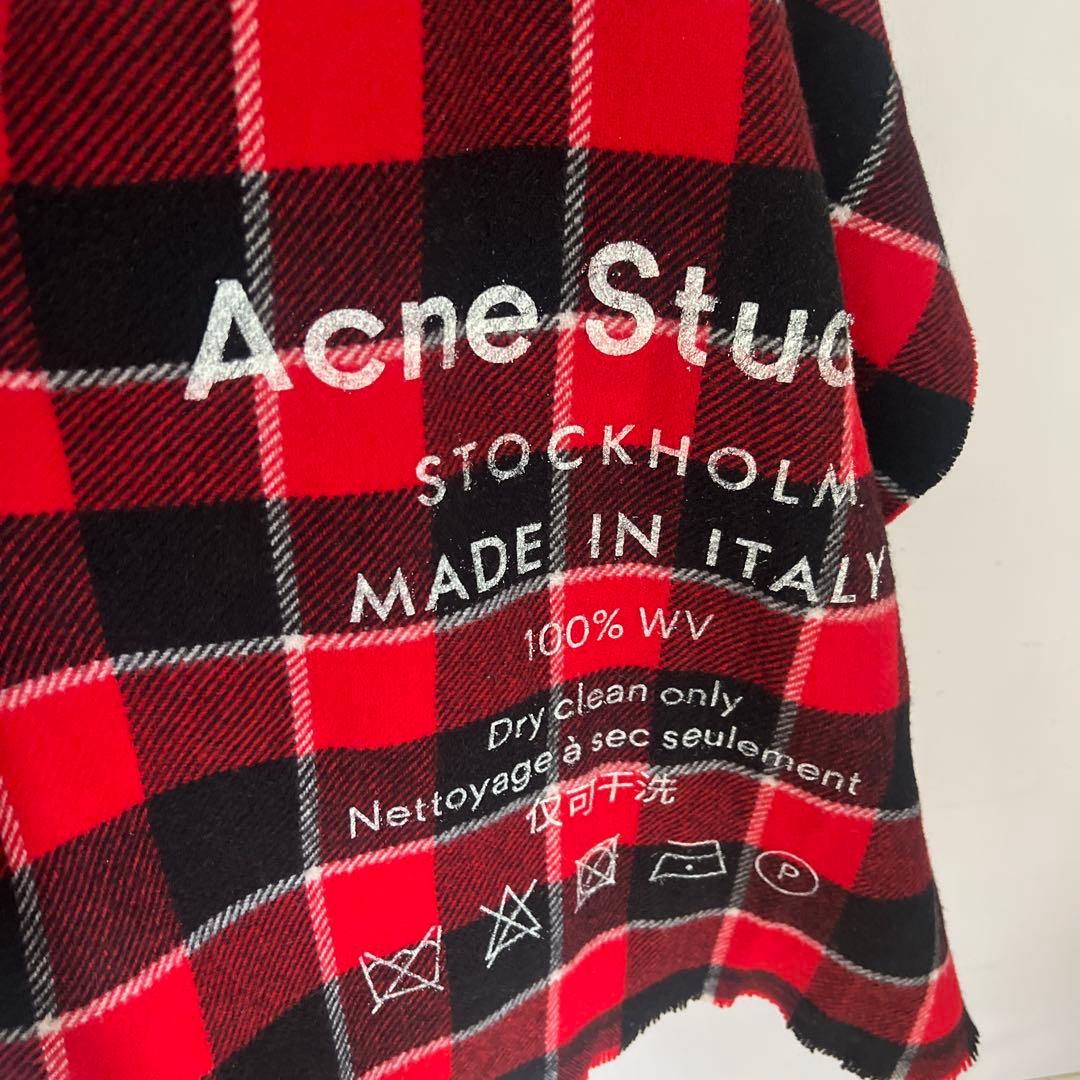 美品　Acne Studio チェック柄　ブランケット　レッド