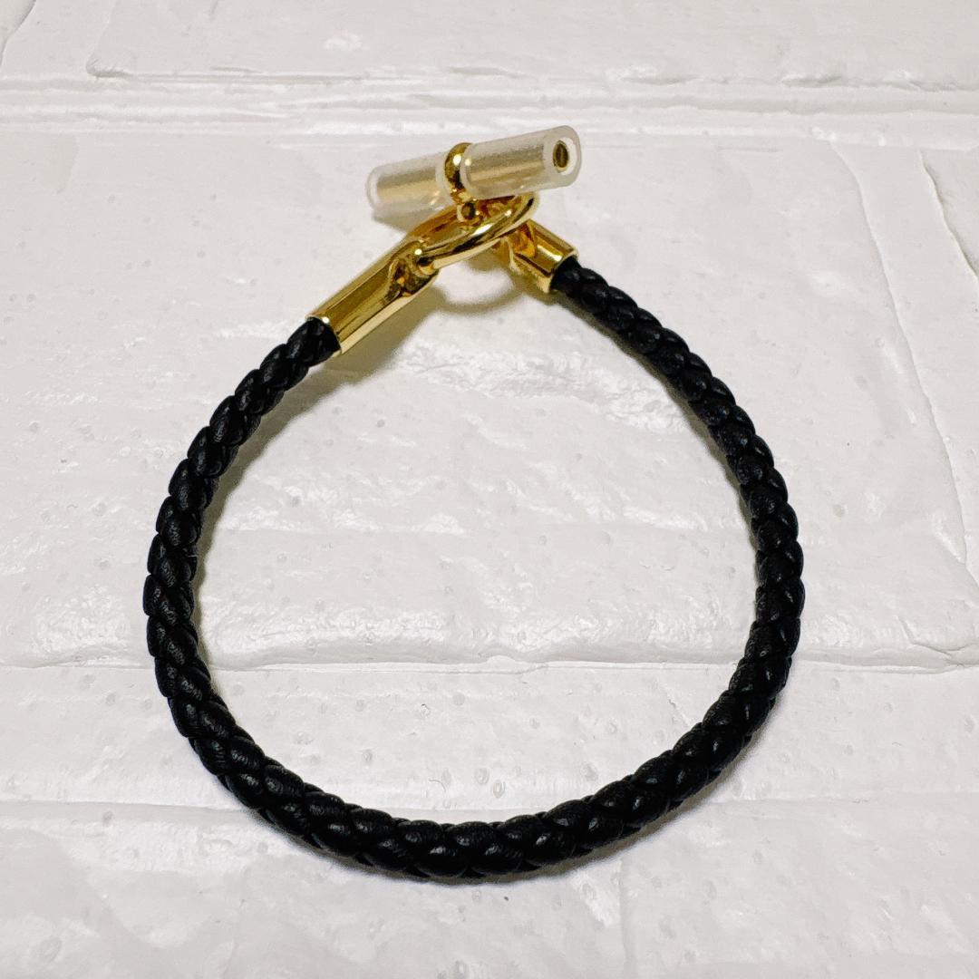 極美品✨HERMES グレナン ブレスレット ブラック×ゴールド金具 レザー