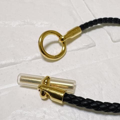 極美品✨HERMES グレナン ブレスレット ブラック×ゴールド金具 レザー