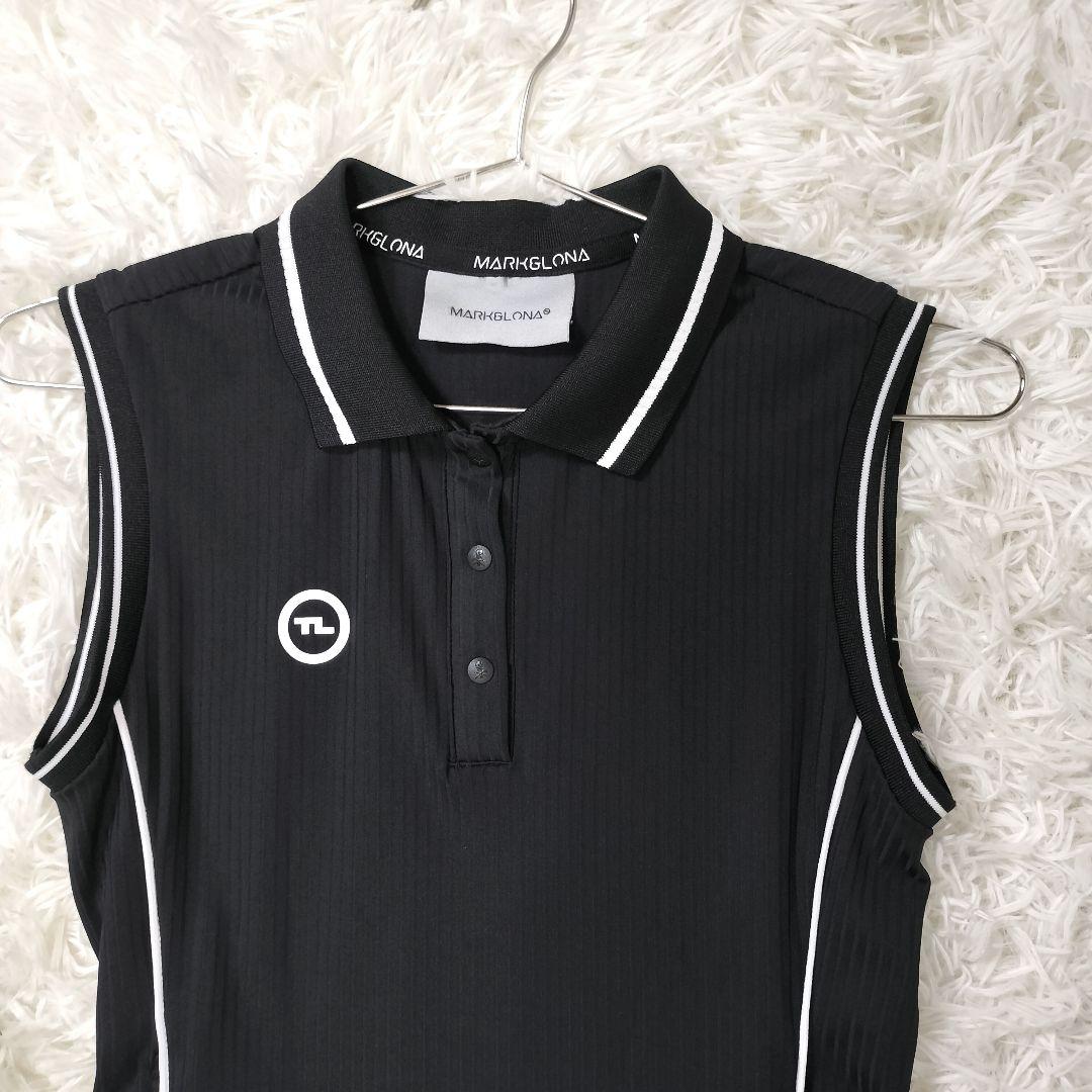 極美品✨MARK & LONA✨ブラック プリーツ ポロワンピース✨38
