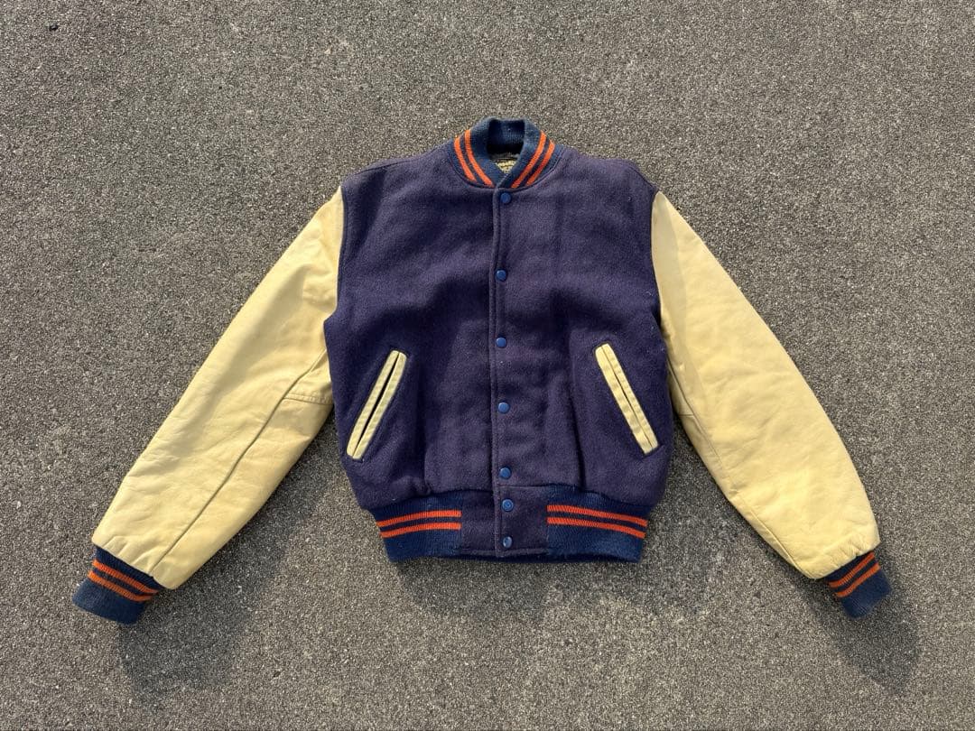 プ*ン様 60s 米国製 Brill Bros 袖革 スタジャン アメカジ ビン