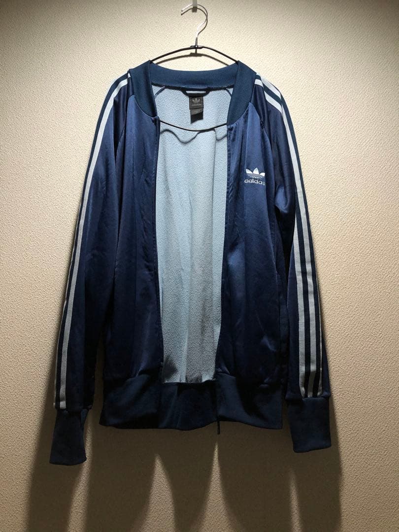 90s adidas 万国旗　トラックジャケット　水色スリーライン