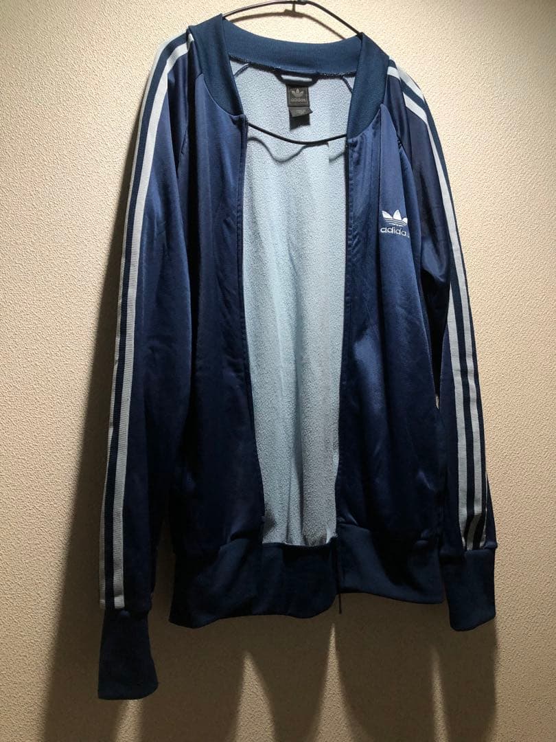 90s adidas 万国旗　トラックジャケット　水色スリーライン