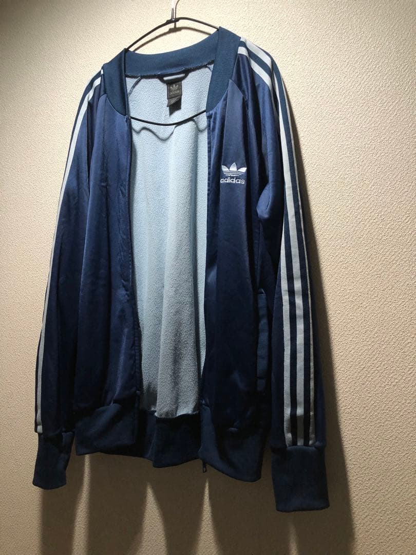 90s adidas 万国旗　トラックジャケット　水色スリーライン