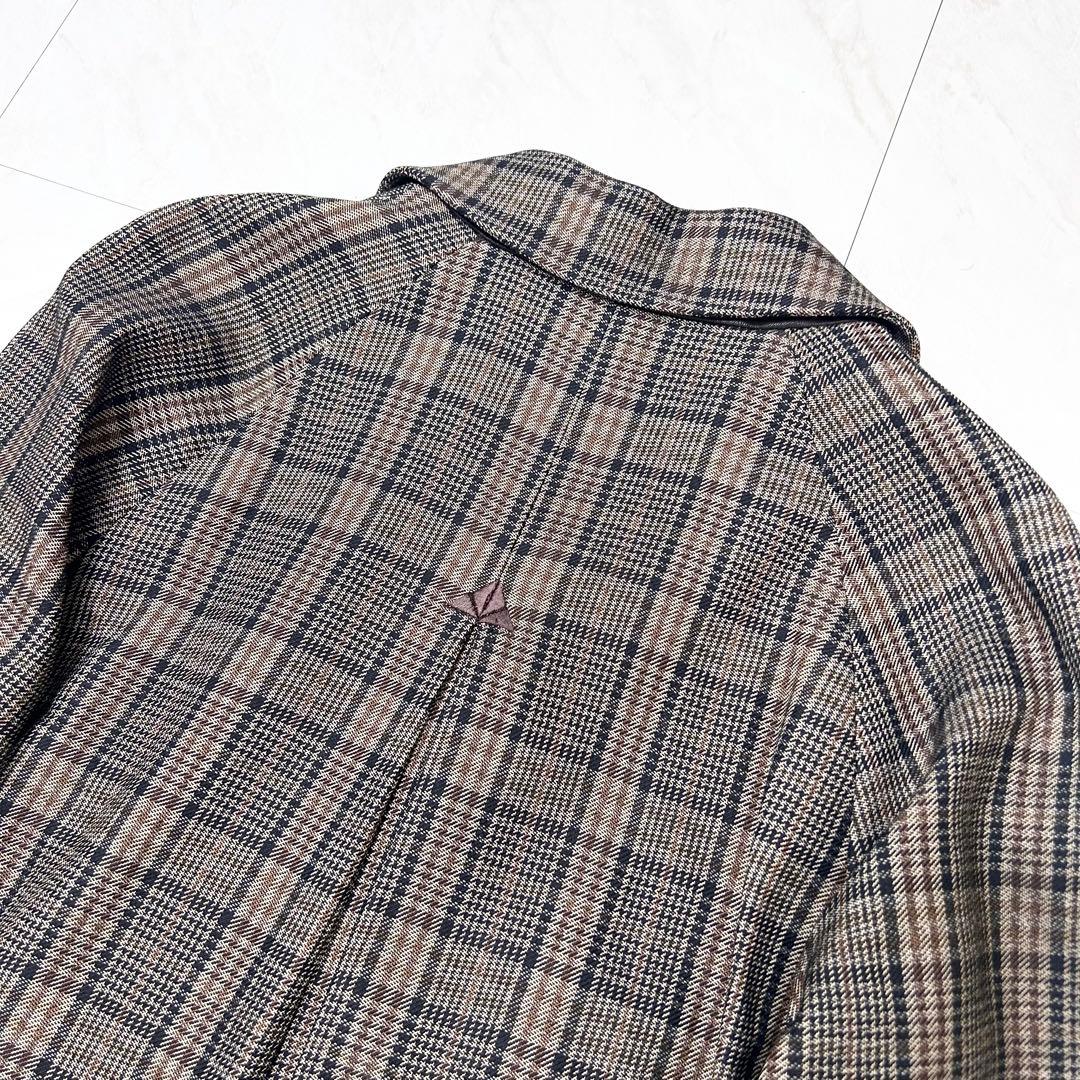 未使用に近い ETRO チェスター レザーポケット 総柄 ロングコート 48