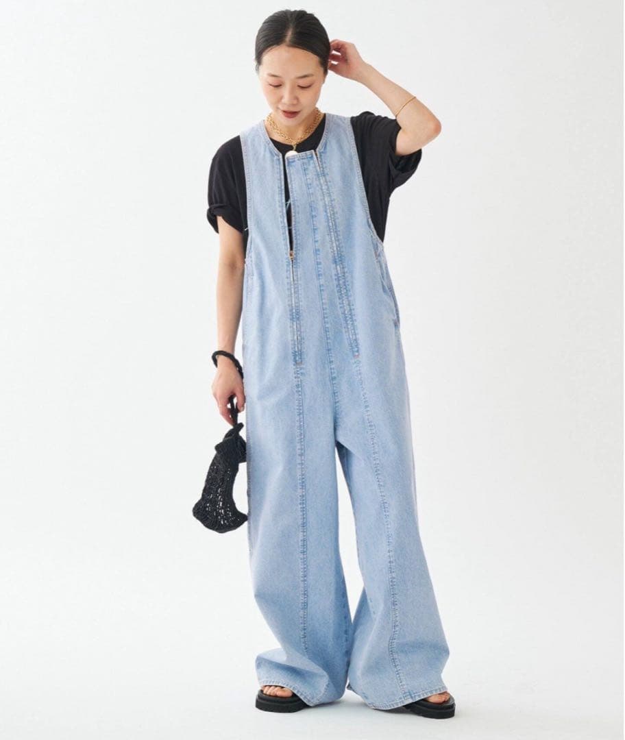 【美品】plage カレンテージ　別注 W ZIP サロペット 38 ブルー