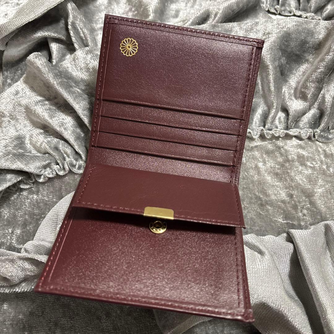 皇居 財布 本革 二つ折り ワインレッド - メルカリ