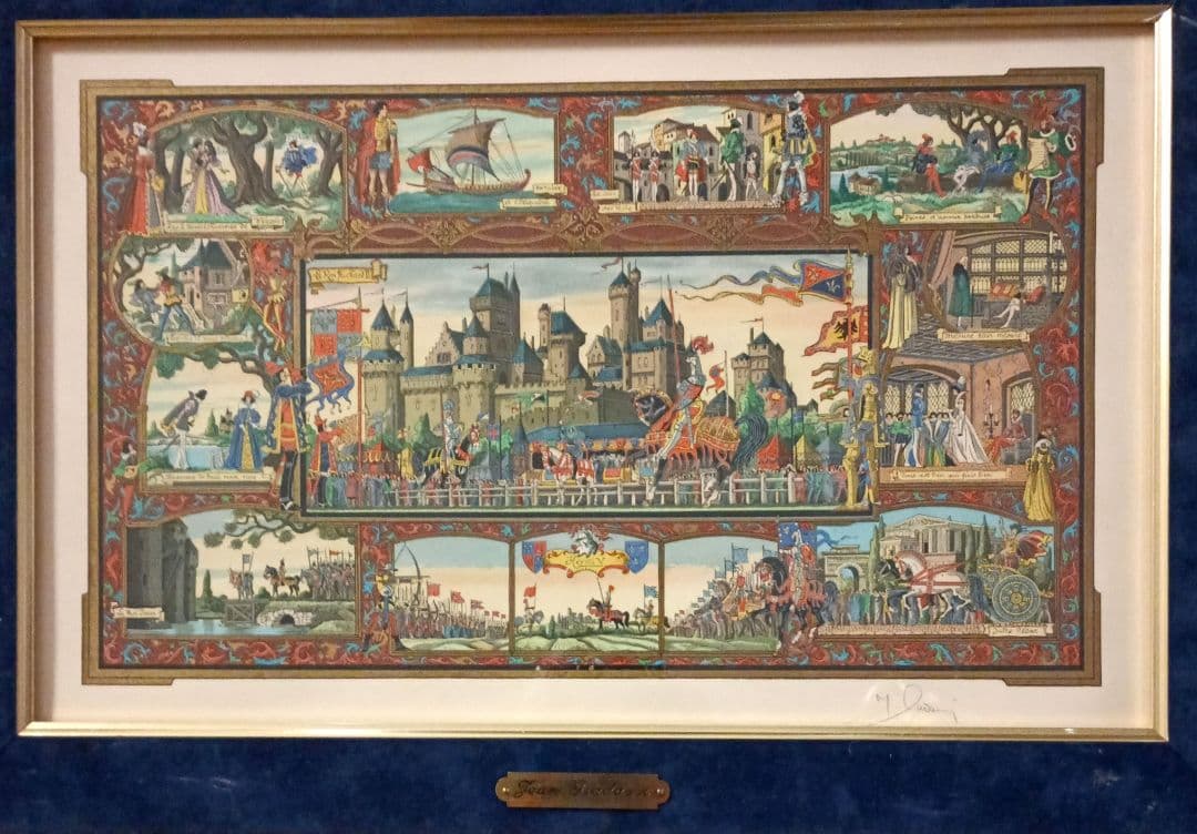 お値下げ　額装　J．Gradassi「シェークスピア劇　トーナメント戦」　細密画