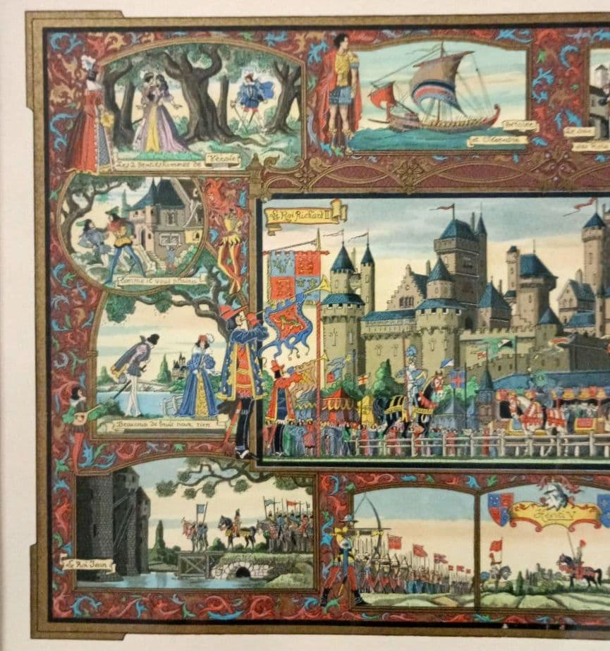 お値下げ　額装　J．Gradassi「シェークスピア劇　トーナメント戦」　細密画