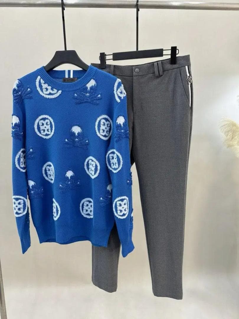 G FORE メンズ ニット セーター ラウンドネック ブラック 美品 ☘️