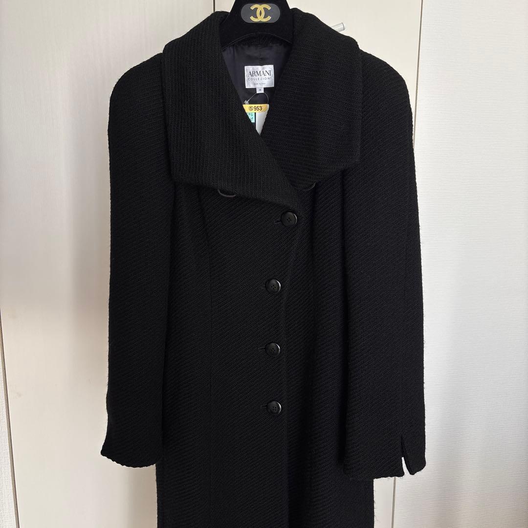 ARMANI COLLEZIONI 黒 コート ロング 38