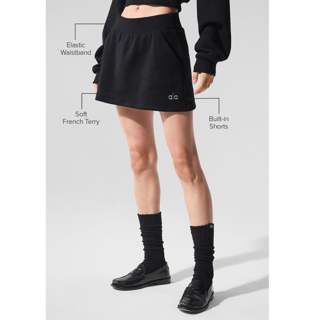 Alo yoga テニス ゴルフ スカート 黒 ブラック スポーツ レディース