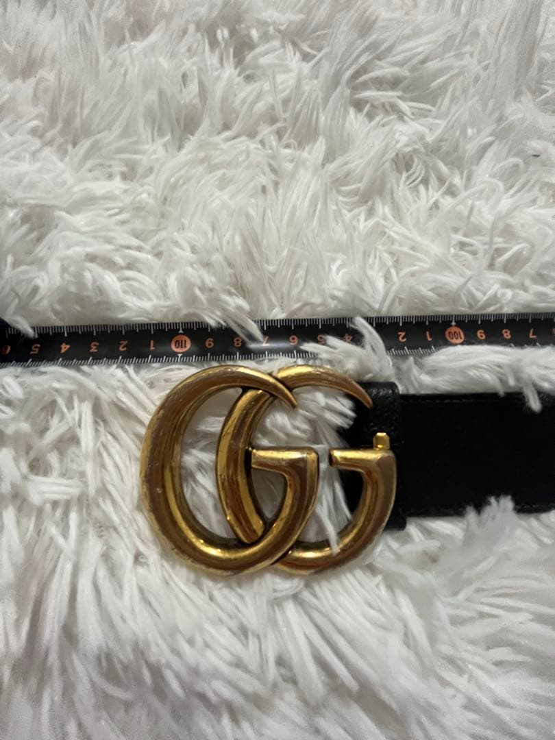 GUCCI ブラックレザー ベルト GGロゴ 約110cm