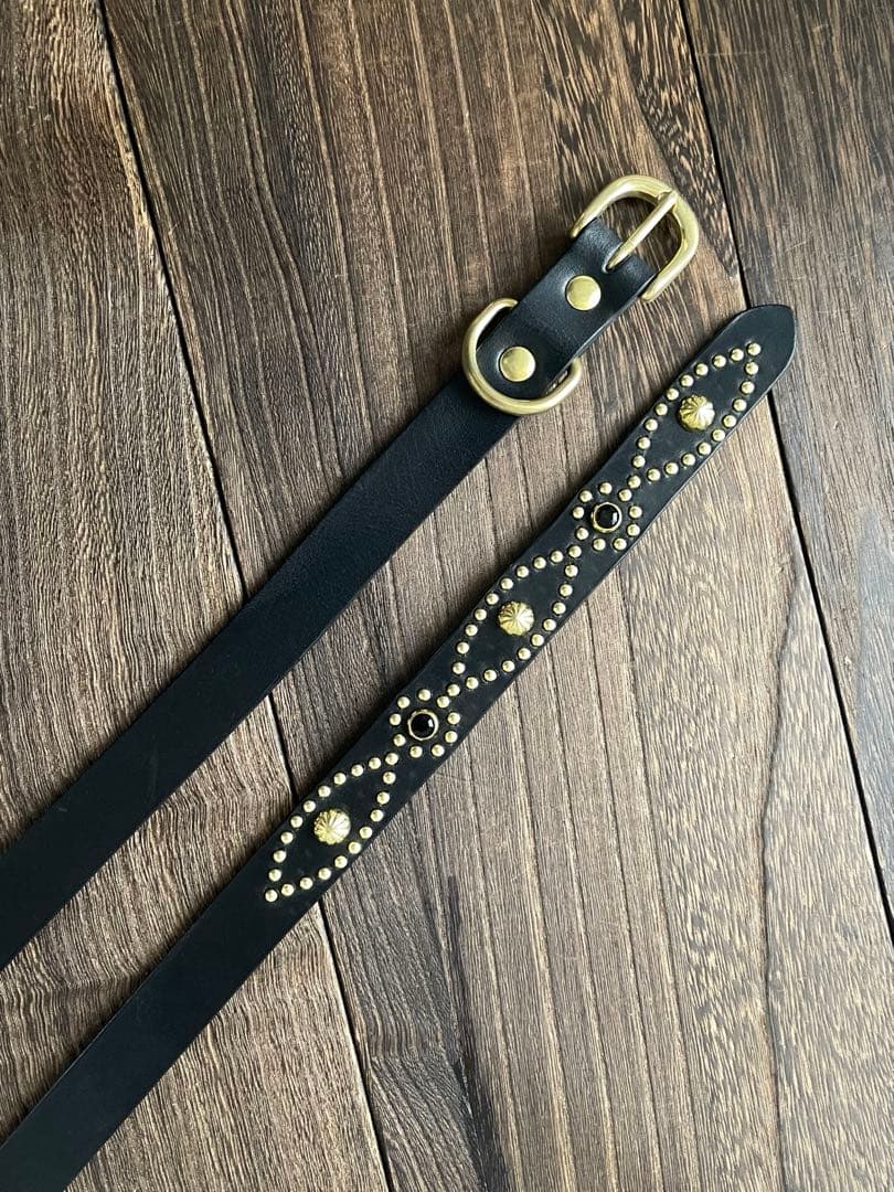 ナローロングベルト　真鍮　サドルレザー　oval+ HTC CALEE