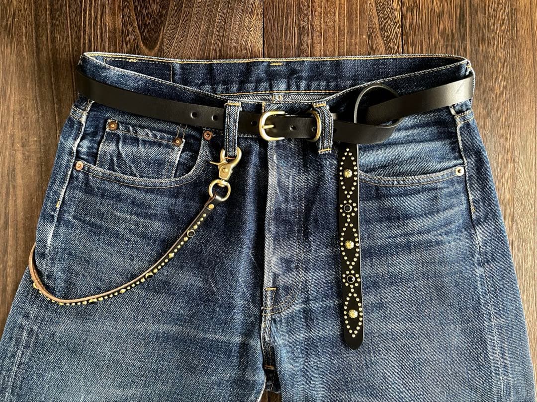 ナローロングベルト　真鍮　サドルレザー　oval+ HTC CALEE