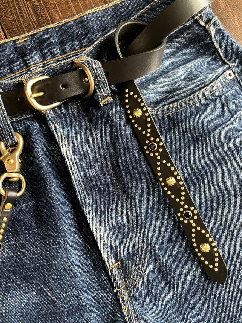 ナローロングベルト　真鍮　サドルレザー　oval+ HTC CALEE