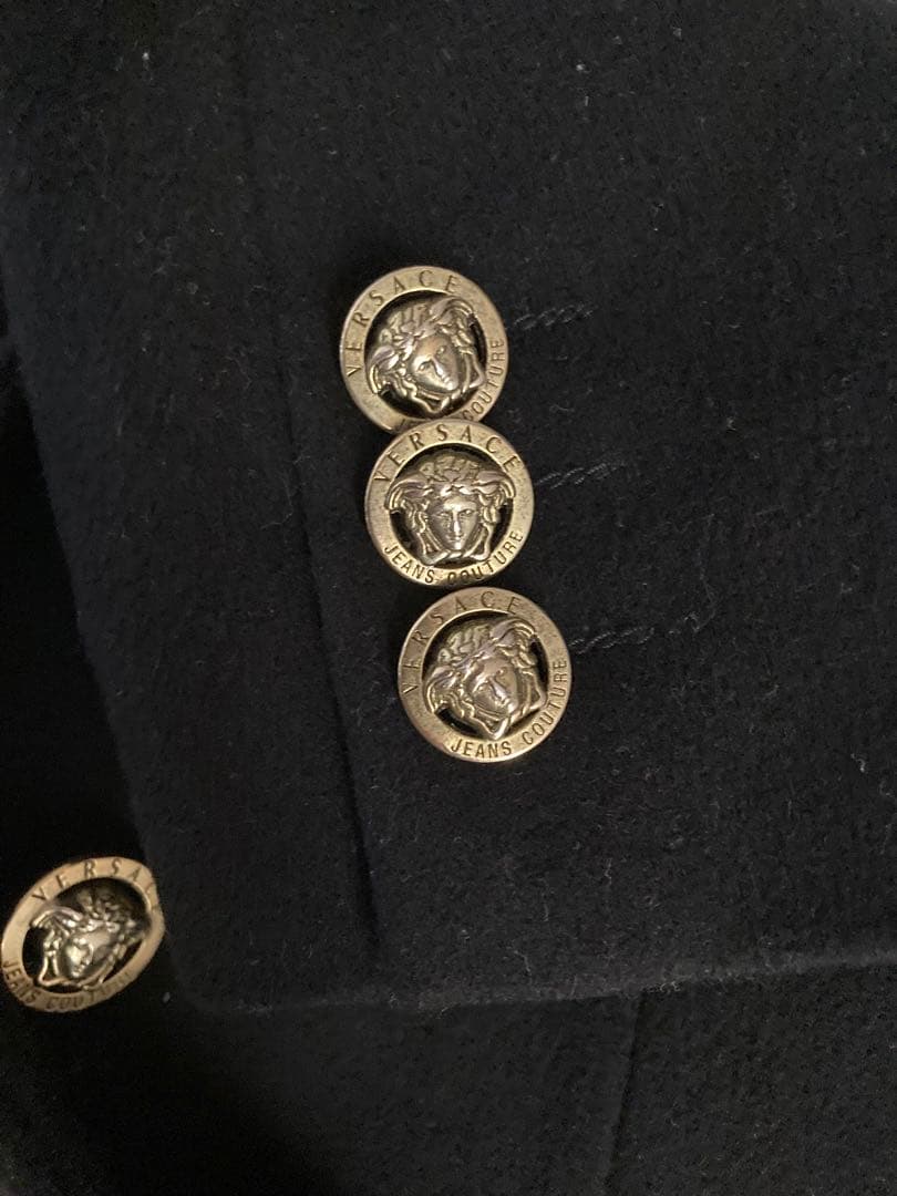 ヴェルサーチVersace★M黒ウールコート裏地メデューサヴィンテージ