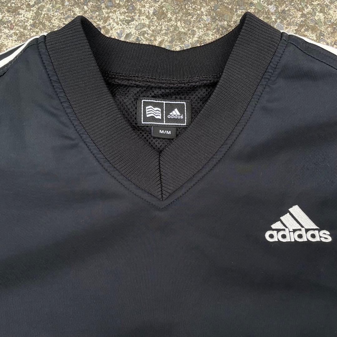00's adidas GOLF ロゴ刺繍3ライン 袖着脱可 古着プルジャケット