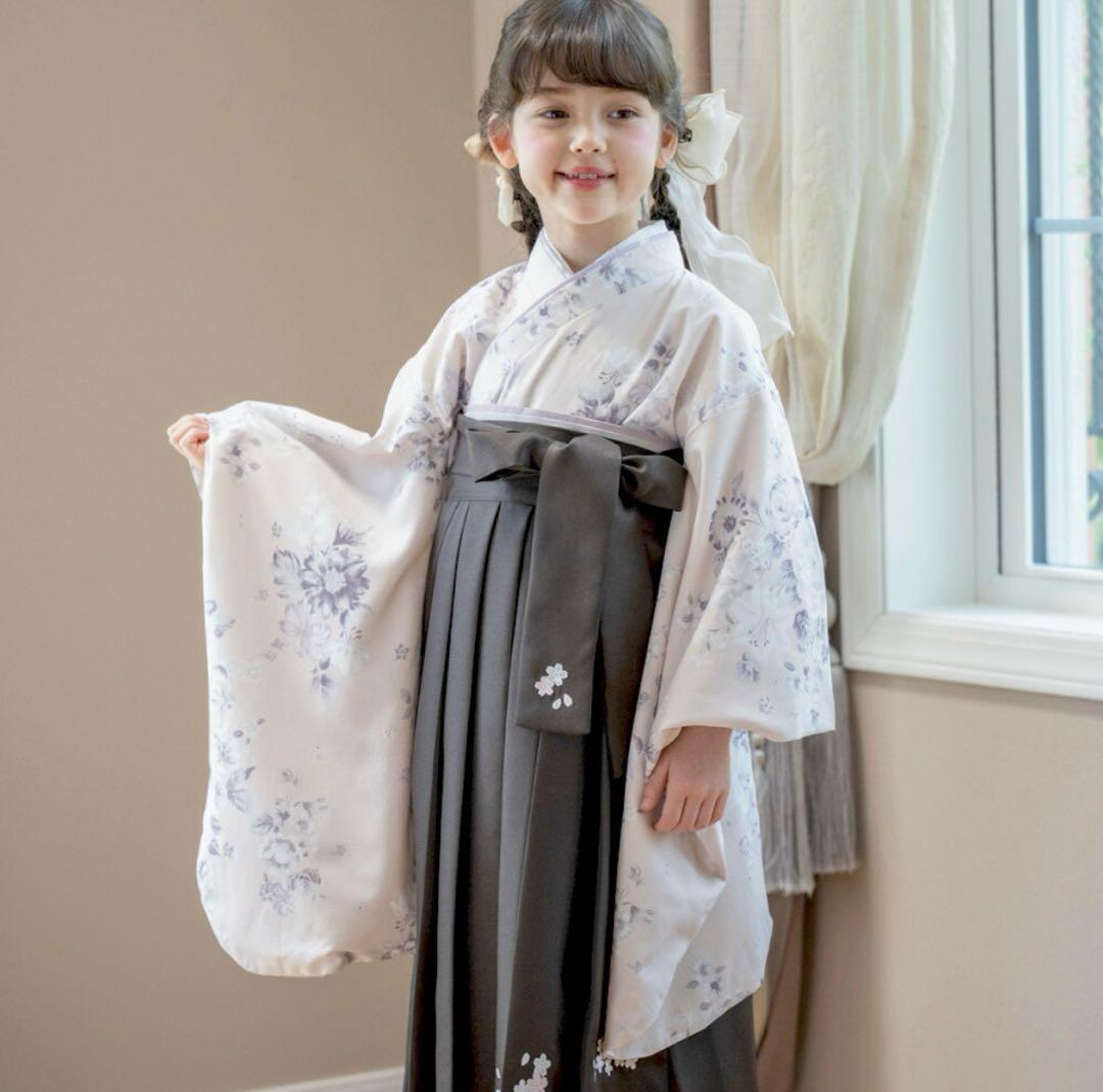 ローズベージュ×濃茶 着物ドレス 150センチ