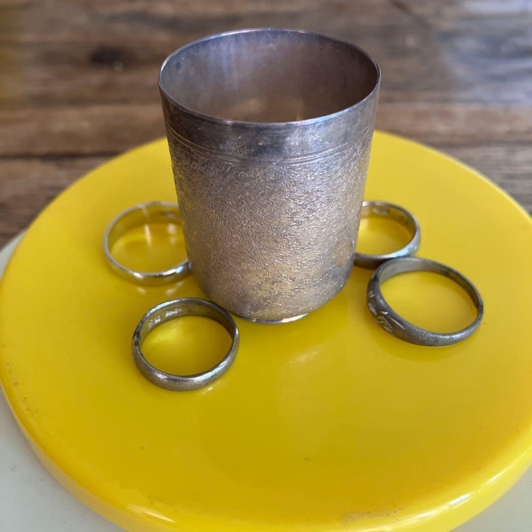 純銀 銀盃 銀杯 指輪4個 まとめて 39g