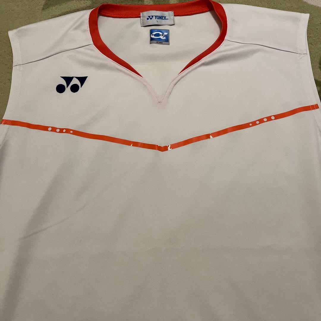 YONEX ノースリーブ Vネック ウェア ホワイト/オレンジ