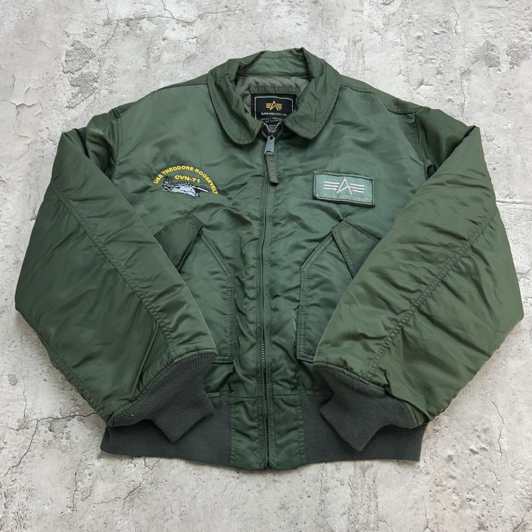 ち*ん様 アルファ　CWU-45/P　フライトジャケット　古着　グリーン　XL