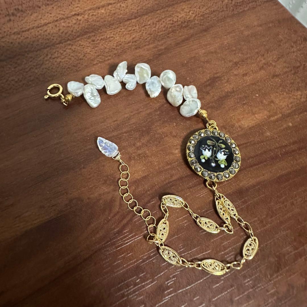 【もんじろう】ブレスレット アンティークボタン アクセサリー