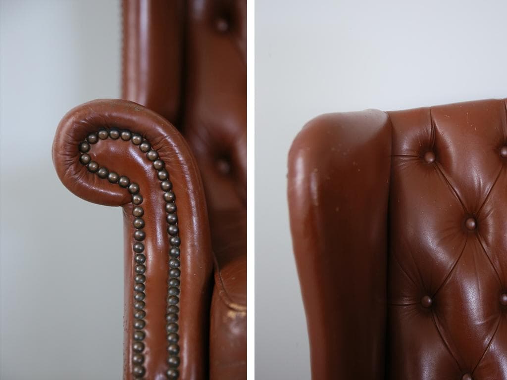 英国アンティークチェスターフィールドアームチェア/本革レザー