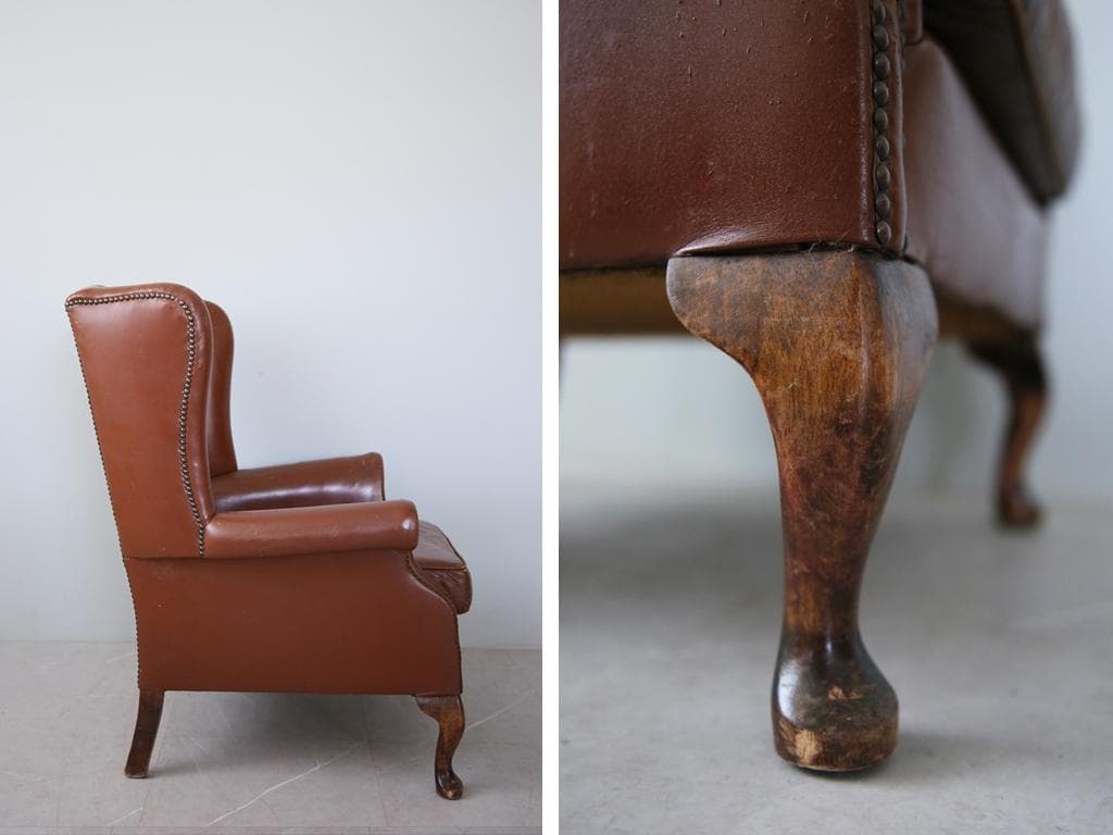 英国アンティークチェスターフィールドアームチェア/本革レザー