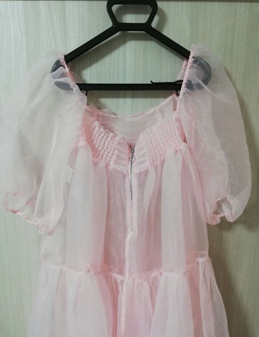 poppy ピンク シースルーワンピース 半袖