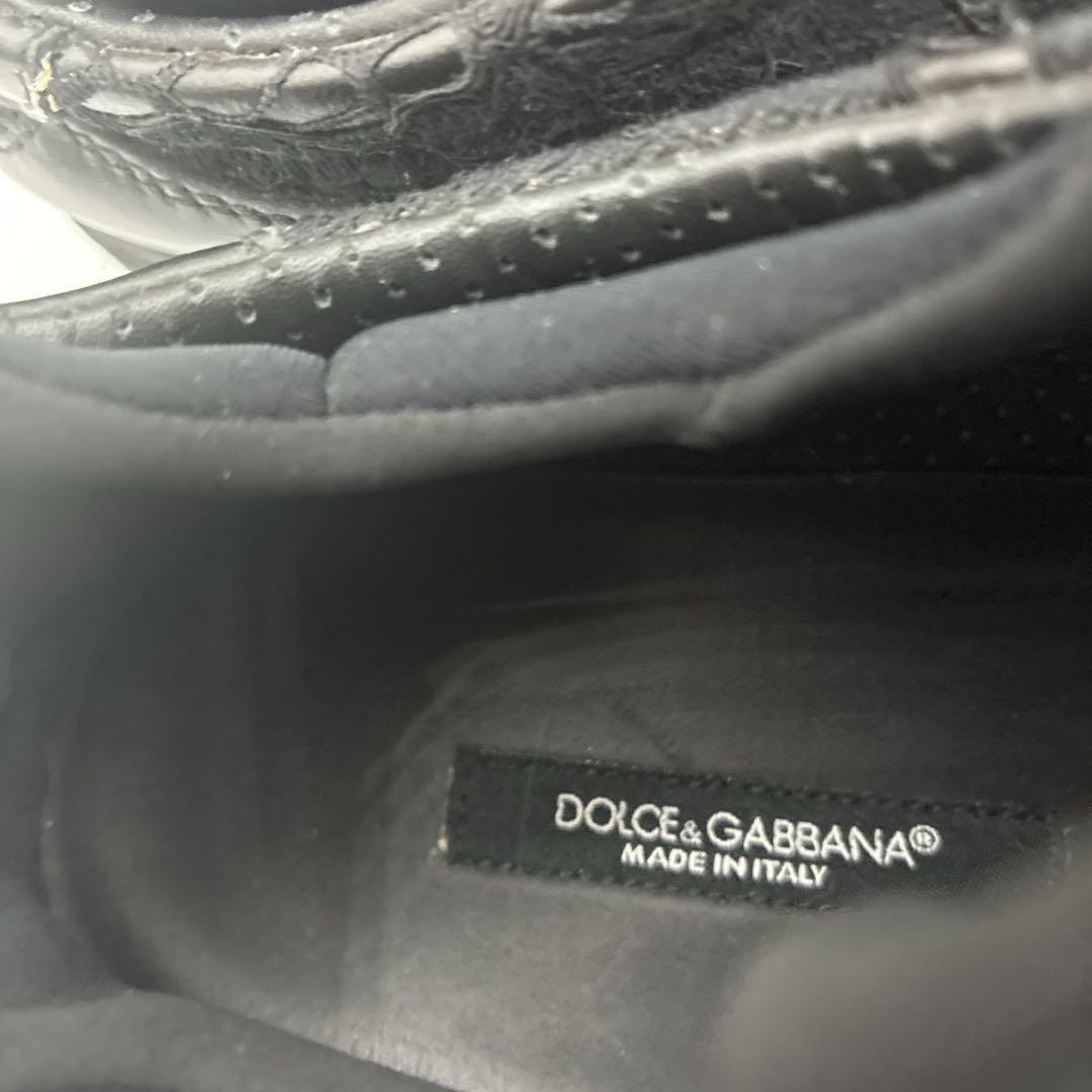 【美品】ドルチェアンドガッバーナ レザースニーカー 37 花柄 レース ブラック