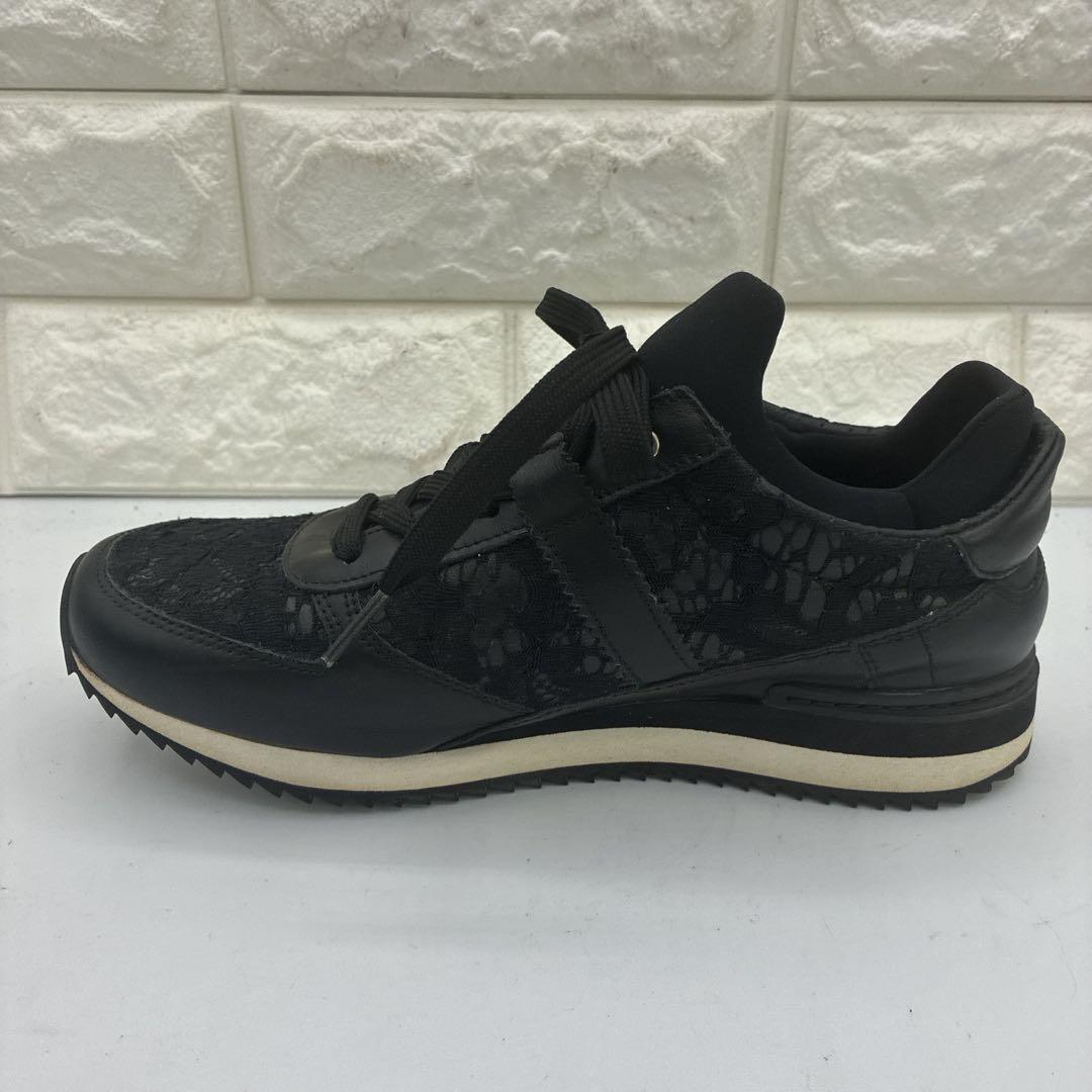 【美品】ドルチェアンドガッバーナ レザースニーカー 37 花柄 レース ブラック