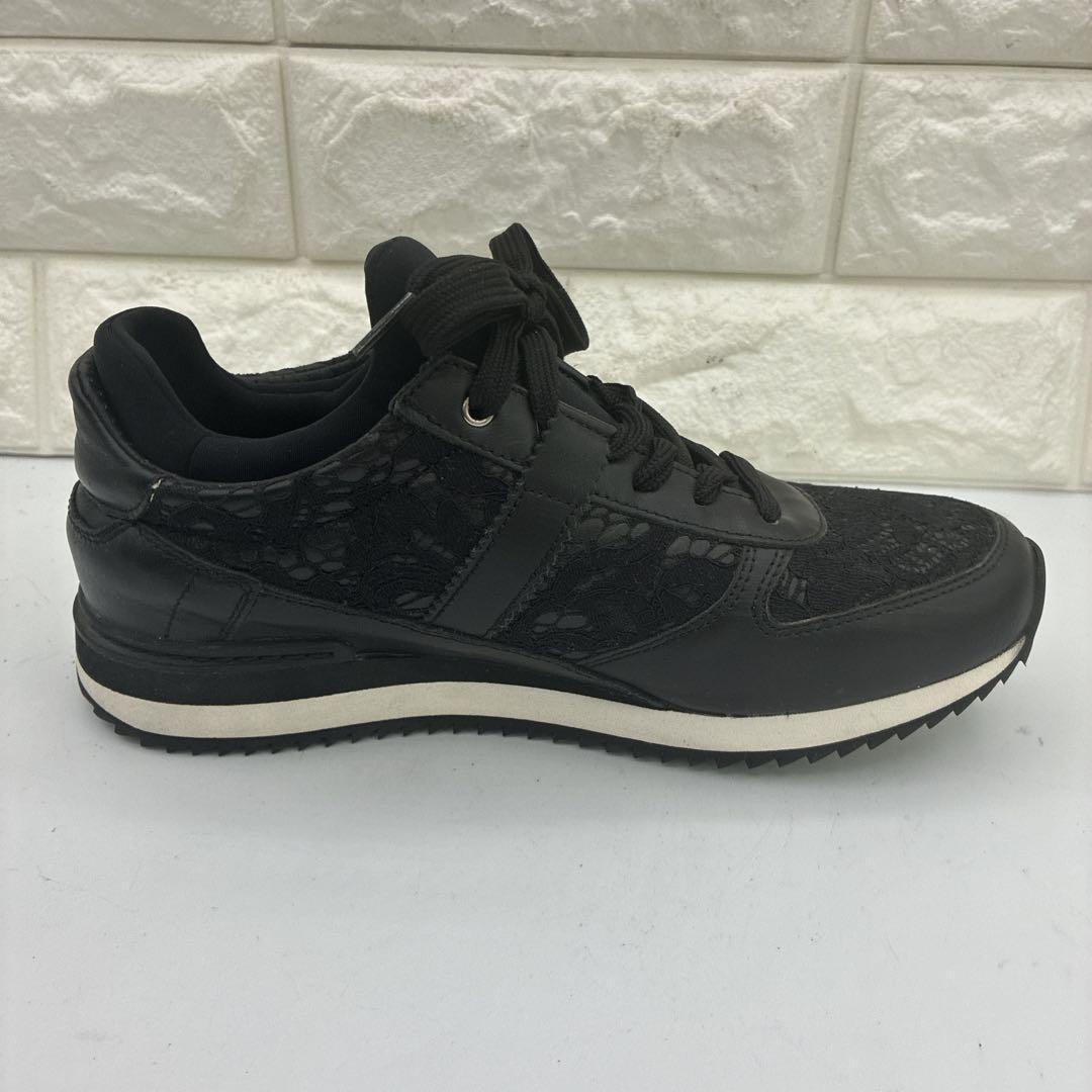 【美品】ドルチェアンドガッバーナ レザースニーカー 37 花柄 レース ブラック